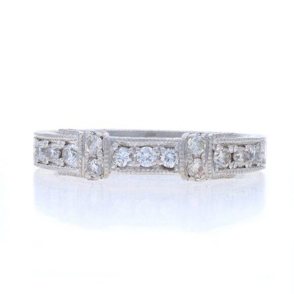 Platinum Hand engraved Wedding Band - 950 Round Brilliant .20ctw Ring